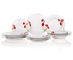 Banquet Lėkščių rinkinys iš porceliano 18d,Aguonos