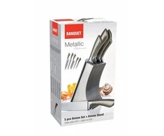Banquet Peilių rinkinys Metallic Platinum 5vnt su nerūdijančio plieno stovu