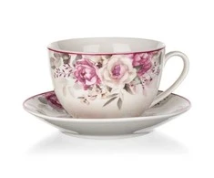Banquet puodelis 240ml su lėkštute iš keramikos ROSE