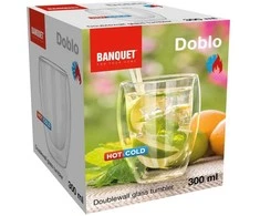 Banquet Stiklinis puodelis be ąselės, dvigubomis sienelėmis 1vnt 300ml Doblo