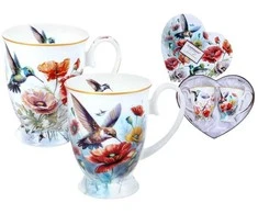 Carmani puodeliai 2vnt, 280ml,gėlės ir kolibris
