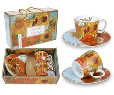 Camani Carmani Puodeliai su lėkštutėmis 2vnt, 125ml , Van Gogh "Saulėgrąžos"