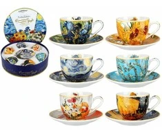 Carmani Puodeliai su lėkštutėmis 6vnt,80ml, V.van Gogh