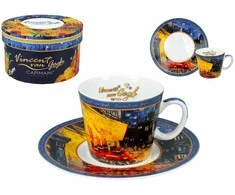 Carmani Puodelis su lėkštute 1vnt,100ml,Van Gogh, Kavinės terasa naktį