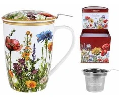 Carmani puodelis su sieteliu ir dangteliu 600ml "Gėlių pieva"