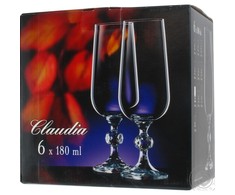 Bohemia Crystalex Šampano taurės Claudia 180ml 6vnt.