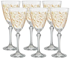 Crystalex Taurės vynui 350ml 6vnt, Leaves Gold, QH006