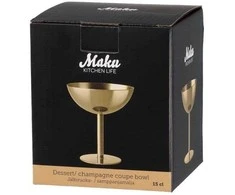 Maku deserto/šampano taurė 150ml su kojele, aukso spalvos