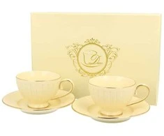 DUO Porcelianiniai espresso puodeliai su lėkštutėmis 120ml 2vnt,Nina