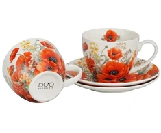 DUO Porcelianiniai puodeliai su lėkštutėmis 270ml 2vnt,Aguonos