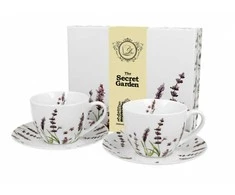 DUO Porcelianiniai puodeliai su lėkštutėmis 250ml 2vnt,Lavender