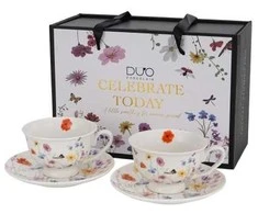 DUO Porcelianiniai puodeliai su lėkštutėmis 250ml 2vnt,Amelia