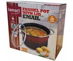Lamart emaliuotas puodas 3,2l 20x12cm, "Email", juodas/raudonas