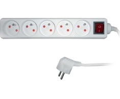 Prailginimo laidas su jungikliu 5lizdai 2m,baltas RPC29,Retlux