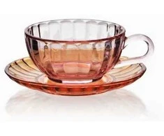 Affek Design Puodelis su lėkštute 210ml iš stiklo,rusvas