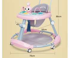6in1 Ergonominė Vaikštynė kūdikiui su muzikiniu pultu, reguliuojamu aukščiu ir 360° tyliais ratukais Tavalax
