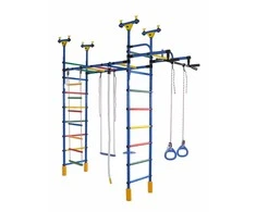 Sanro Dvigubas sporto kompleksas (gimnastikos sienelė) DRAMBLIUKAS mėlyna-vaivorykštė, 235-293x52,5cm