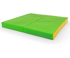 Sulankstomas gimnastikos čiužinys SANRO 100x100x10 cm žaliai-geltonas