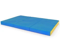 Sulankstomas gimnastikos čiužinys SANRO 150x100x10 cm mėlynai-geltonas (3 dalių)
