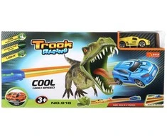 Dinozaurų lenktyninė trasa šviečianti tamsoje su mašinėlėmis