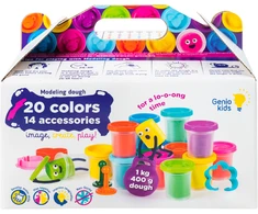 Natūralaus plastilino modelino rinkinys Fantazijų puokštė Genio Kids 20 spalvų