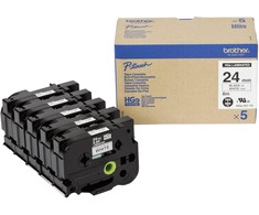 Originali Brother HGe-251V5 Lipni juostelė 24 mm (juoda/ant baltos) 5 vnt. pakuotė