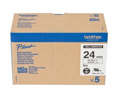 Originali Brother HGe-251V5 Lipni juostelė 24 mm (juoda/ant baltos) 5 vnt. pakuotė