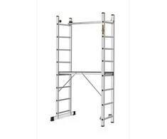 Aliuminio kopėčios - pastoliai DRABEST, 2x8 pakopos, platforma 46x150 cm (AL-DR-RU-2X8-PRO-2K+H)