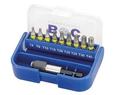Atsuktuvų antgalių TORX rinkinys 1/4" + laikiklis, plastikinėje dėžutėje BOHRCRAFT (10 vnt)