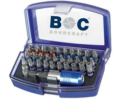 BOHRCRAFT antgalių rinkinys 1/4" su laikikliu, 32 vnt.
