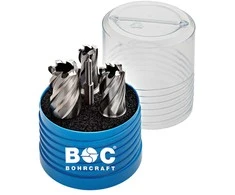 Bohrcraft grąžtas HSS, su Weldon koteliu (3/4") metalinėje dėžutėje, 14-18-22 x 30 mm, 4 vnt.