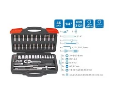 Raktų/galvučių rinkinys Super Ego 1/4" (46 vnt.)