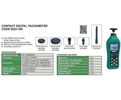 Skaitmeninis, kontaktinis tachometras Insize 50 ~ 19999RPM