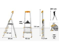 Vienpusės aliuminio kopėčios Drabest MAX, 3 laipteliai, 150 kg