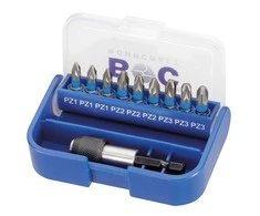 Atsuktuvų antgalių rinkinys 1/4" + laikiklis, plastikinėje dėžutėje BOHRCRAFT (10 vnt)