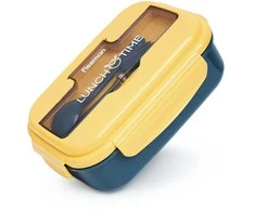 Fissman Priešpiečių dėžutė su 3 skyriais 21,5x15x8 cm / 1100 ml, geltona (plastikinė)
