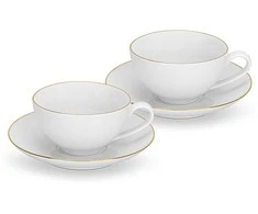Fissman Puodeliai su lėkštutėmis 220 ml / 4 vnt Floree (porcelianas)
