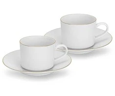 Fissman Puodeliai su lėkštutėmis 240 ml / 4 vnt Floree (porcelianas)