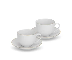 Porcelianiniai puodeliai su lėkštutėmis Fissman Floree, 270 ml / 4 vnt.