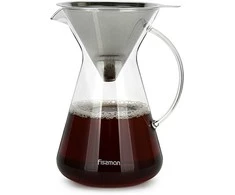 Fissman Stiklinis kavos indas POUR OVER 900ml su plieniniu filtru