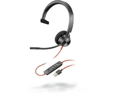 Poly Blackwire 3310 - Ausinės - su lankeliu ant galvos - Office/Call center - Juodas - Vienpusės - PTT,Play/pause,Track <,Track >,Volume +,Volume -
