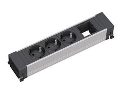 Bachmann Bachmann POWER FRAME 916.006, 3x apsauginio kontakto lizdas, 1x pasirinktinis modulis (juodas/pilkas, vidutinio dydžio)