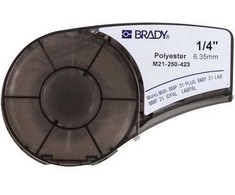 Brady M21-250-423, Juoda ant balto, Terminio perkėlimo popierius, Poliesteris, - BMP21-PLUS, BMP21-LAB, 6,4 m, 6,35 mm
