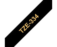 Brother Tape Gold on Juodas 12mm Laminated tape 12mm, Gold on