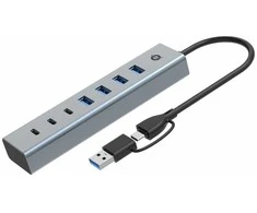 „Conceptronic“ „Conceptronic HUBBIES20G“ koncentrinis šakotuvas, USB 3.2 Gen 1 (3.1 Gen 1) Type-C, 5000 Mbit/s, pilkas