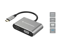 CONCEPTRONIC 4-1 Dock USB-C->HDMI/USB-A/VGA/100WPD 15cm gr
