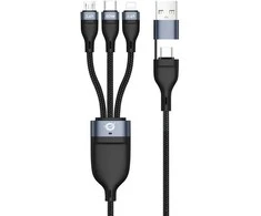 USB kabelis Conceptronic USB-C USB-A - USB-C + microUSB + Lightning 1.5 m Juodas (ETTA05B15)