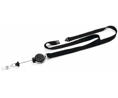 Durable Textile lanyard 15 with badge reel Extra Strong, badge holder, Metal, Plastic, Textile, Juodas, 80 cm, Pack, 38.2 g (833001)