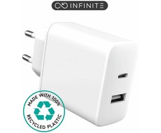 Įkroviklis eStuff INFINITE GRS* USB 1x USB-A 1x USB-C 20W/12W Baltas (ES637031-BULK)