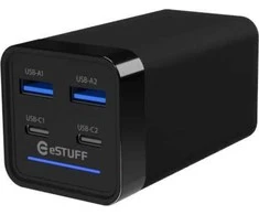 Įkroviklis eStuff eSTUFF ES635200 kroviklis įrenginiams przenośnych Nešiojamas kompiuteris, Išmanusis telefonas, Planšetė, Uniwersalne Juodas Prąd przemienny Wewnętrzna